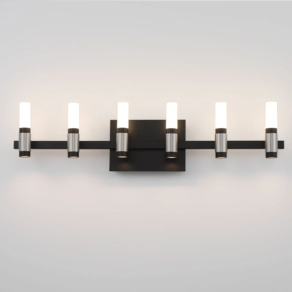 Albany 12 Lights 27 in. LED Vanity Light Black & Nickel Finish