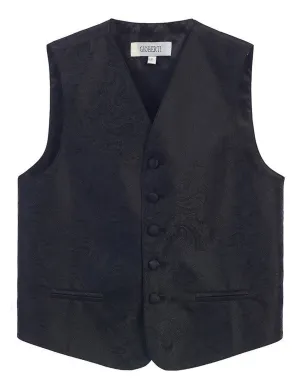 Black Formal Boys Paisley Tuxedo Vest Set