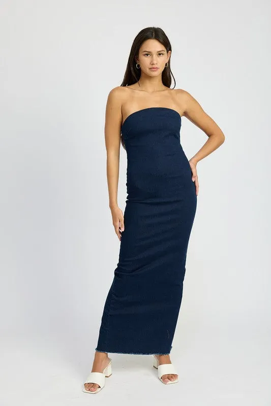 Bodycon Tube Dark Denim Dress