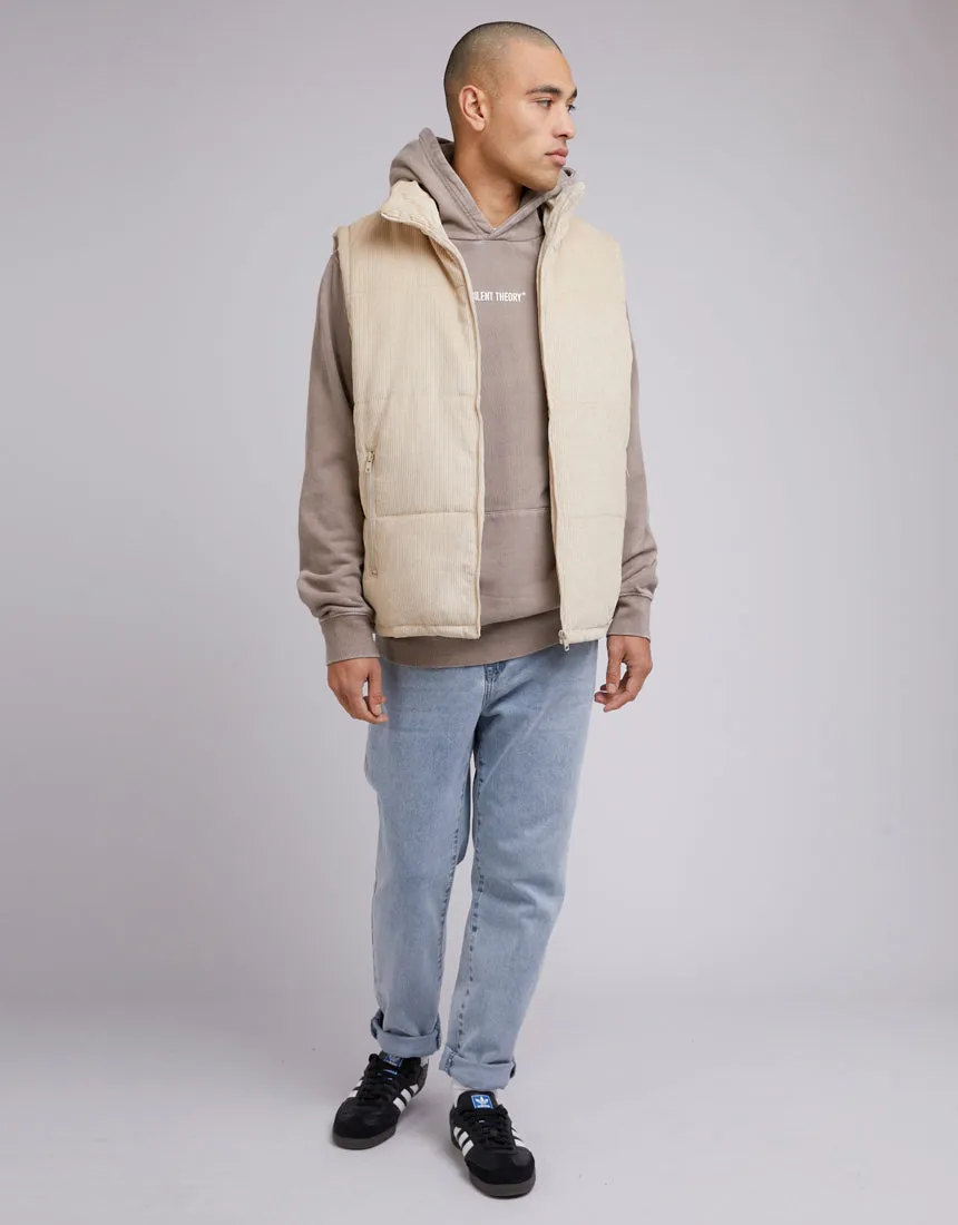 Cord Puffer Vest Tan