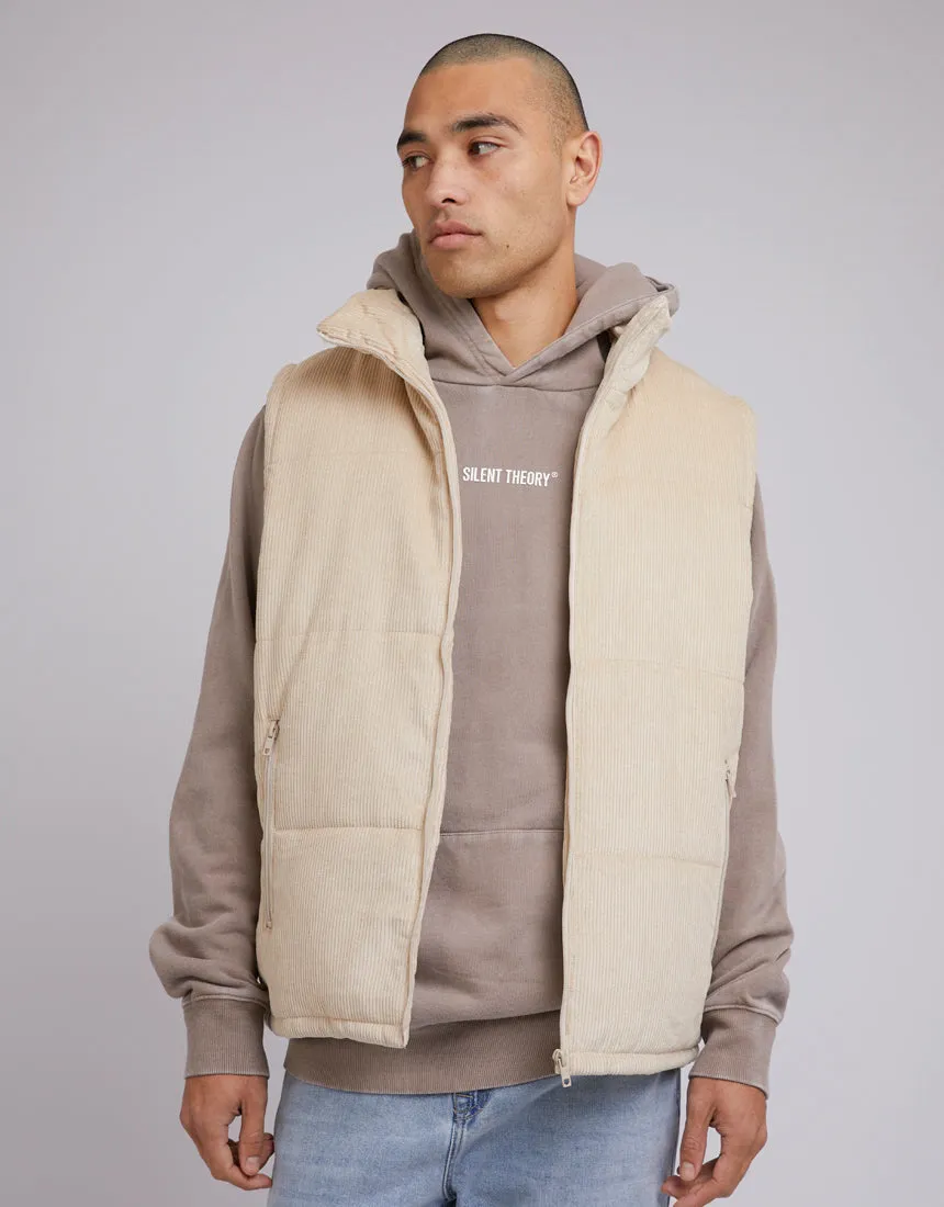 Cord Puffer Vest Tan