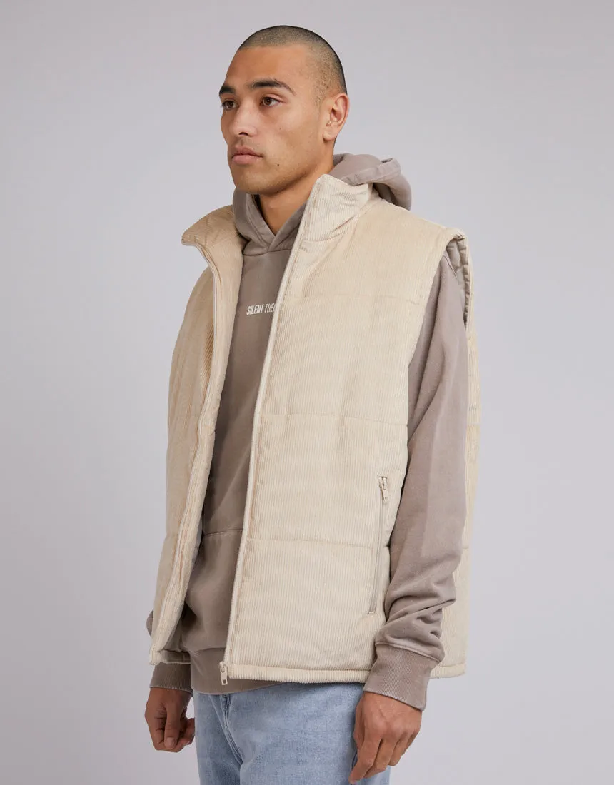 Cord Puffer Vest Tan