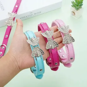 Cute Bling Rhinestone PU Leather Collar