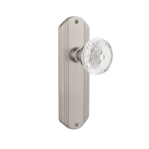 Deco Long Plate with Crystal Meadows Knob in Satin Nickel