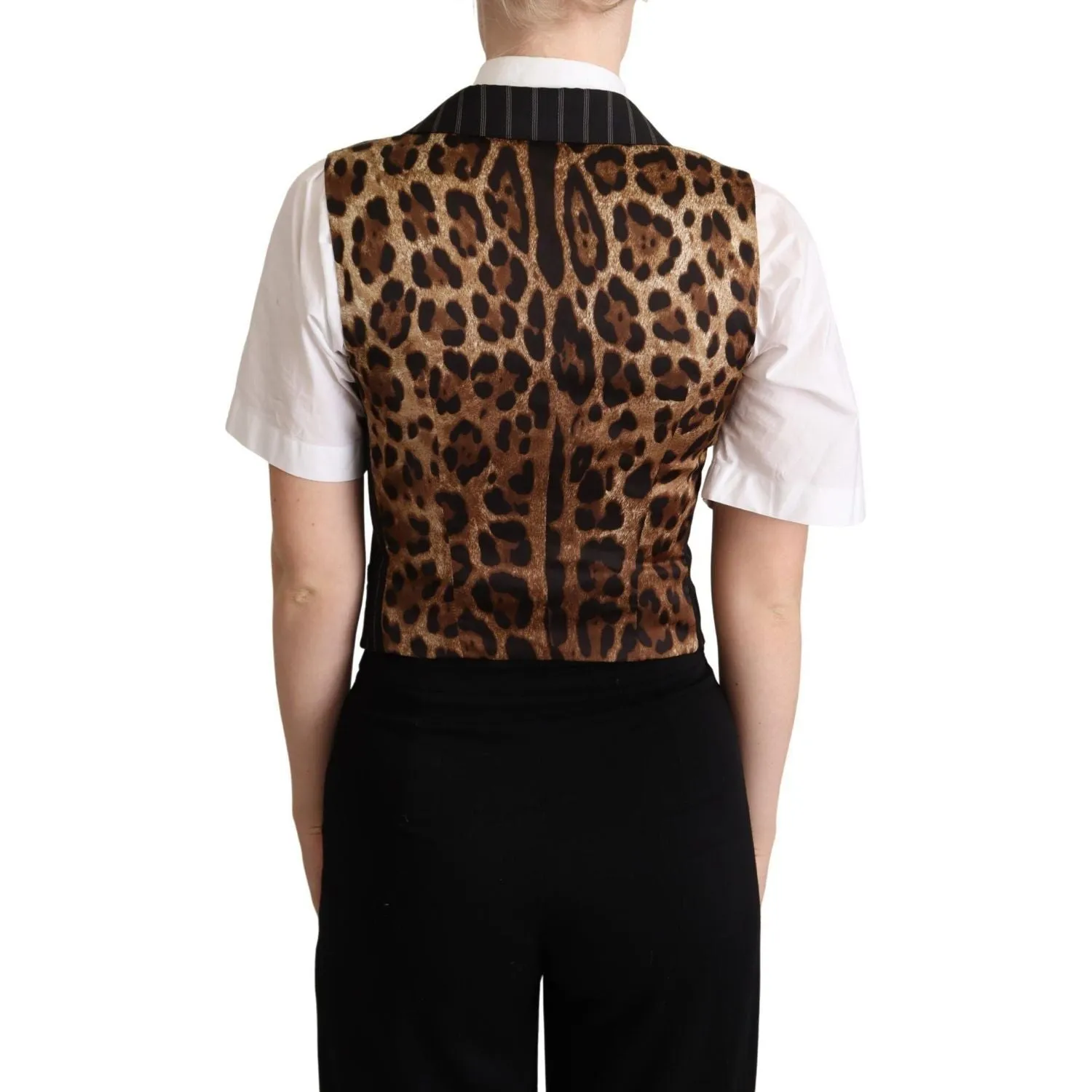 Dolce & Gabbana Elegant Leopard Print Waistcoat – Sleeveless Vest