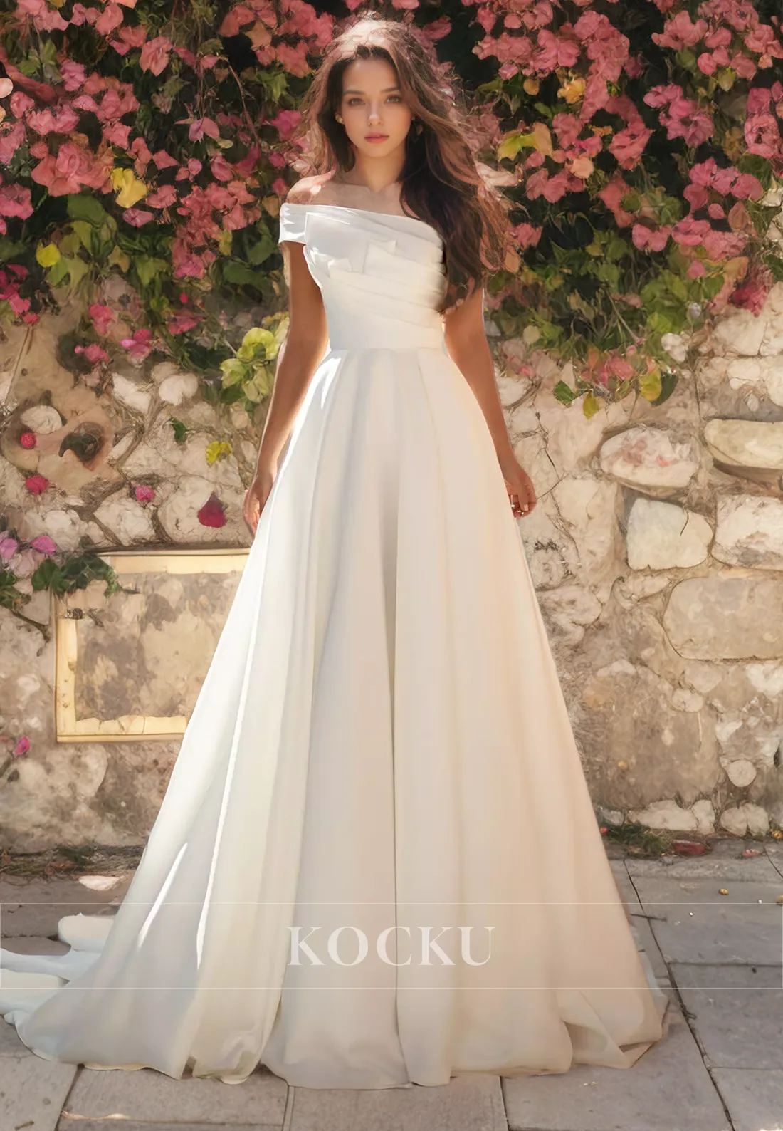 Elegant & Simple One Shoulder Sleeveless A-Line Wedding Dress