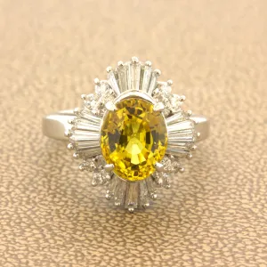 Fine Yellow Sapphire Diamond Platinum Ring