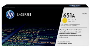 Hp 651A - Yellow - Original - Laserjet - Toner Cartridge (Ce342a)