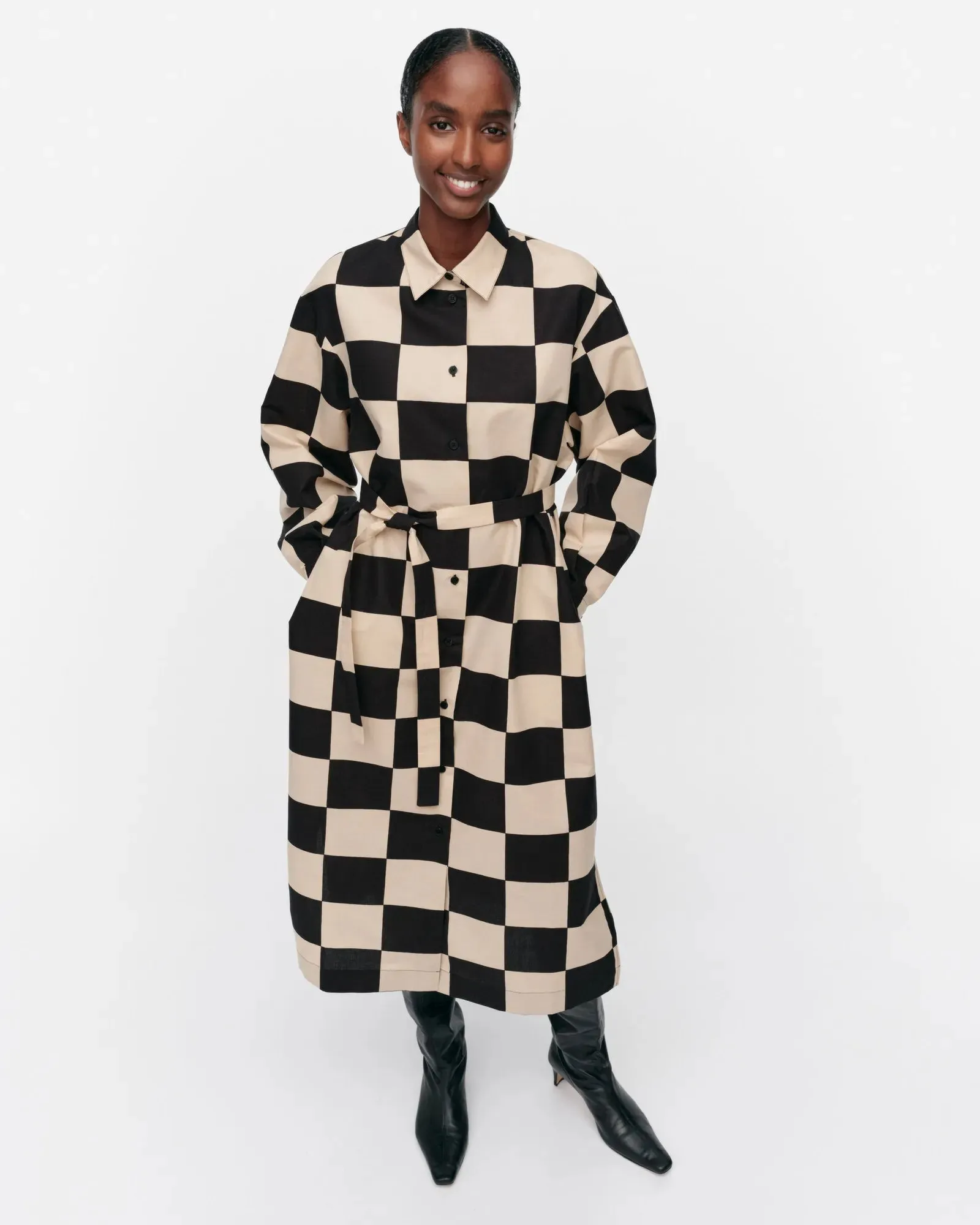 Marimekko Rasteri Kukko Ja Kana Cotton Linen Dress