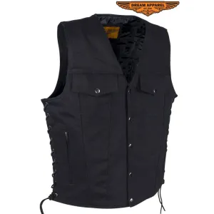 Men’s Black Denim Motorcycle Club Vest