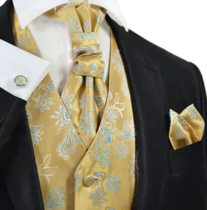 Misted Yellow Floral Tuxedo Vest Set