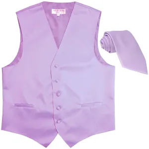 New Men's Formal Tuxedo Vest Waistcoat_Necktie solid wedding prom lavender