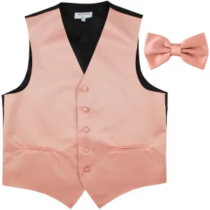 New Men's Formal Vest Tuxedo Waistcoat with Bowtie wedding prom party misty pink