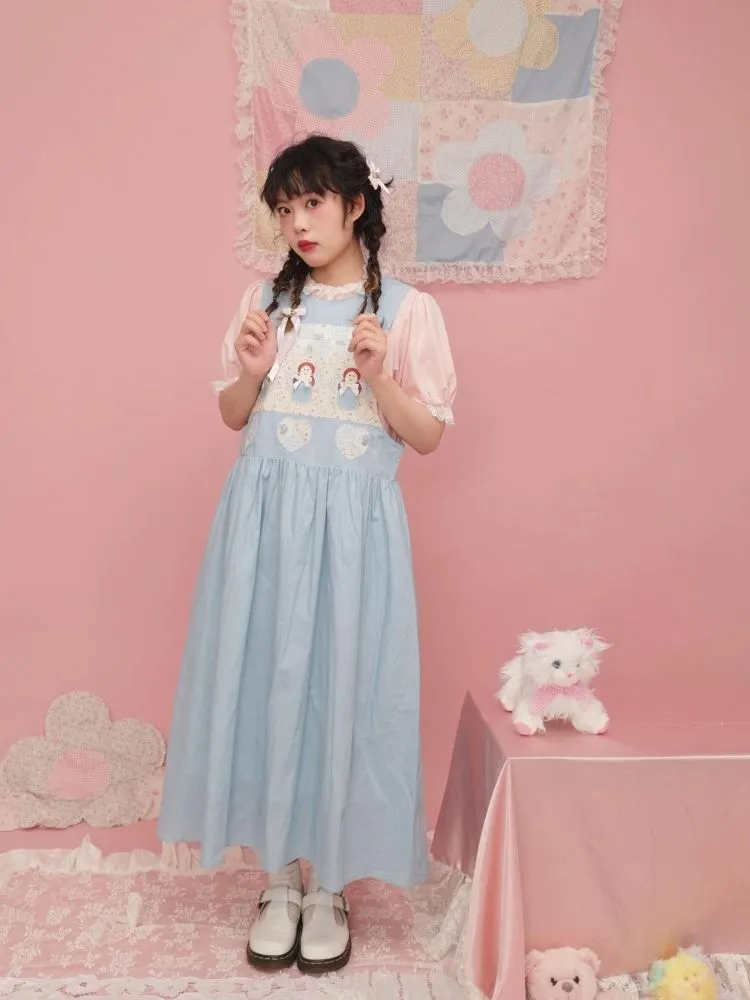 Patchwork little angel blue sundress【s0000003031】