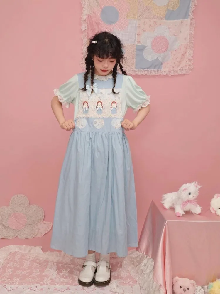 Patchwork little angel blue sundress【s0000003031】