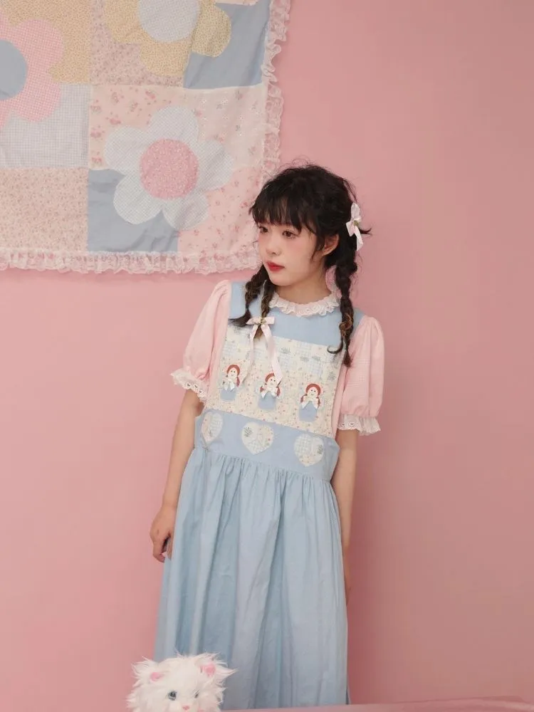 Patchwork little angel blue sundress【s0000003031】