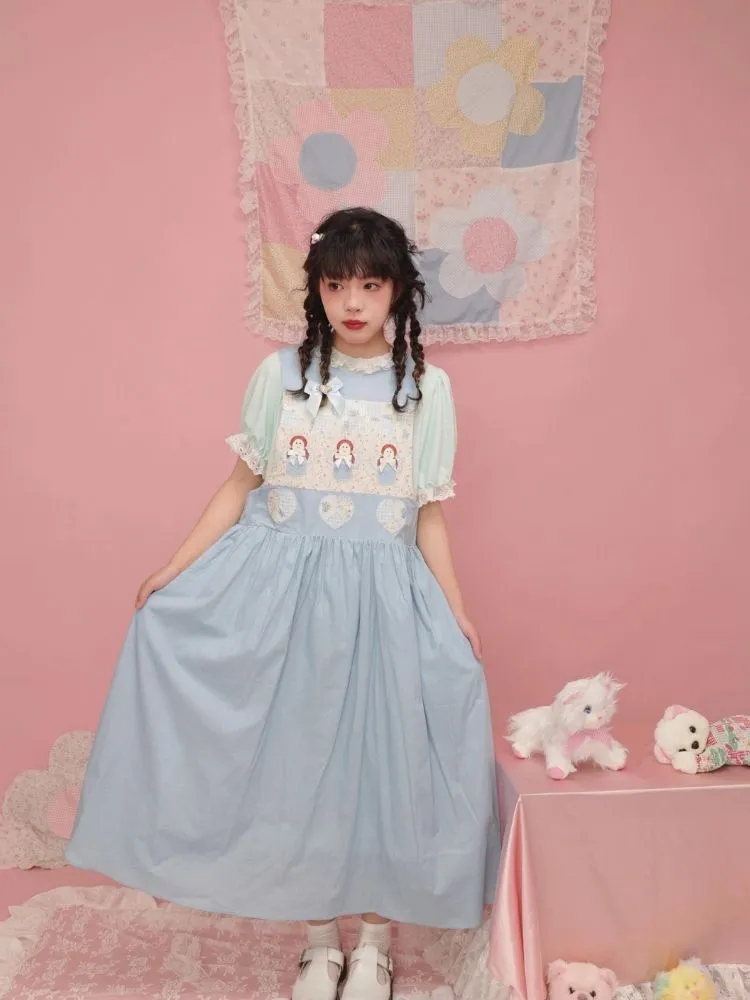 Patchwork little angel blue sundress【s0000003031】