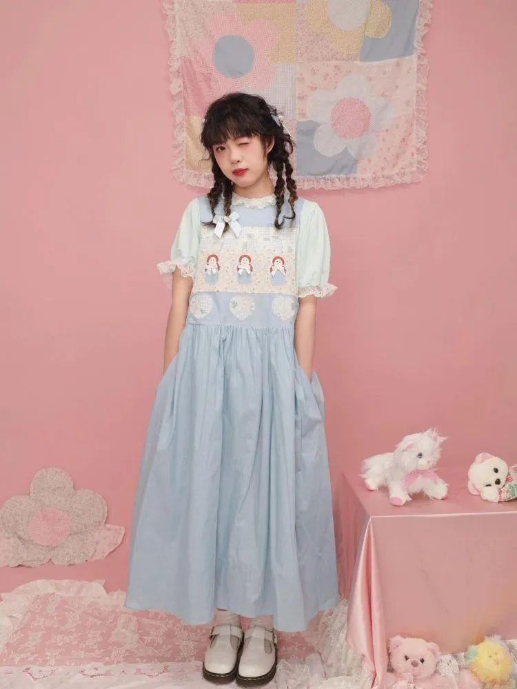 Patchwork little angel blue sundress【s0000003031】