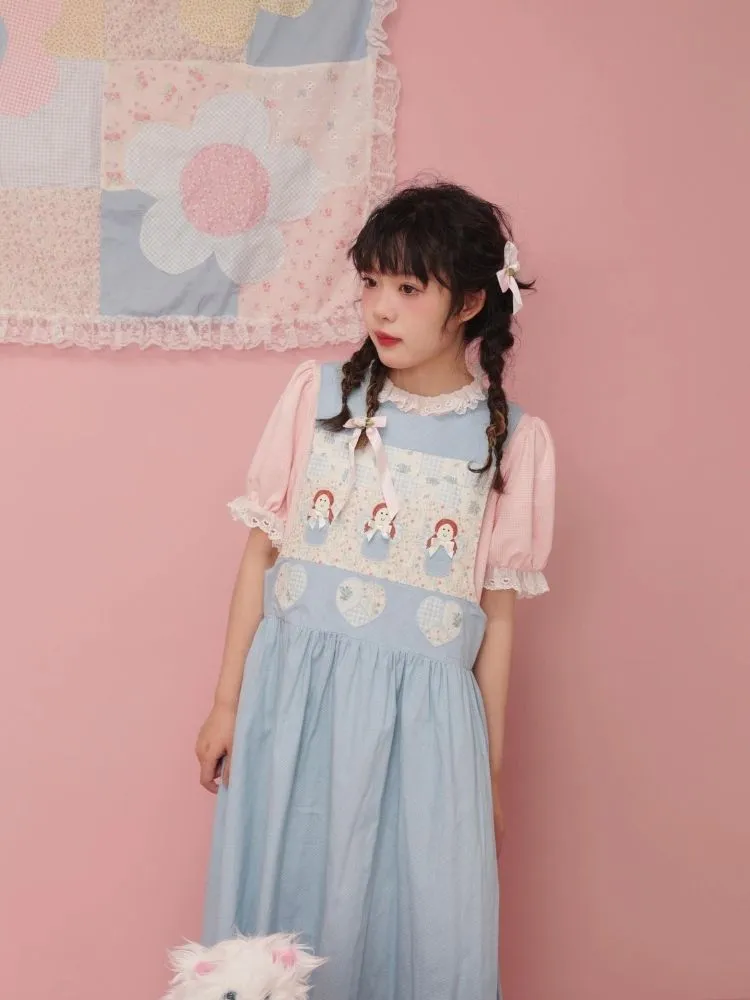 Patchwork little angel blue sundress【s0000003031】