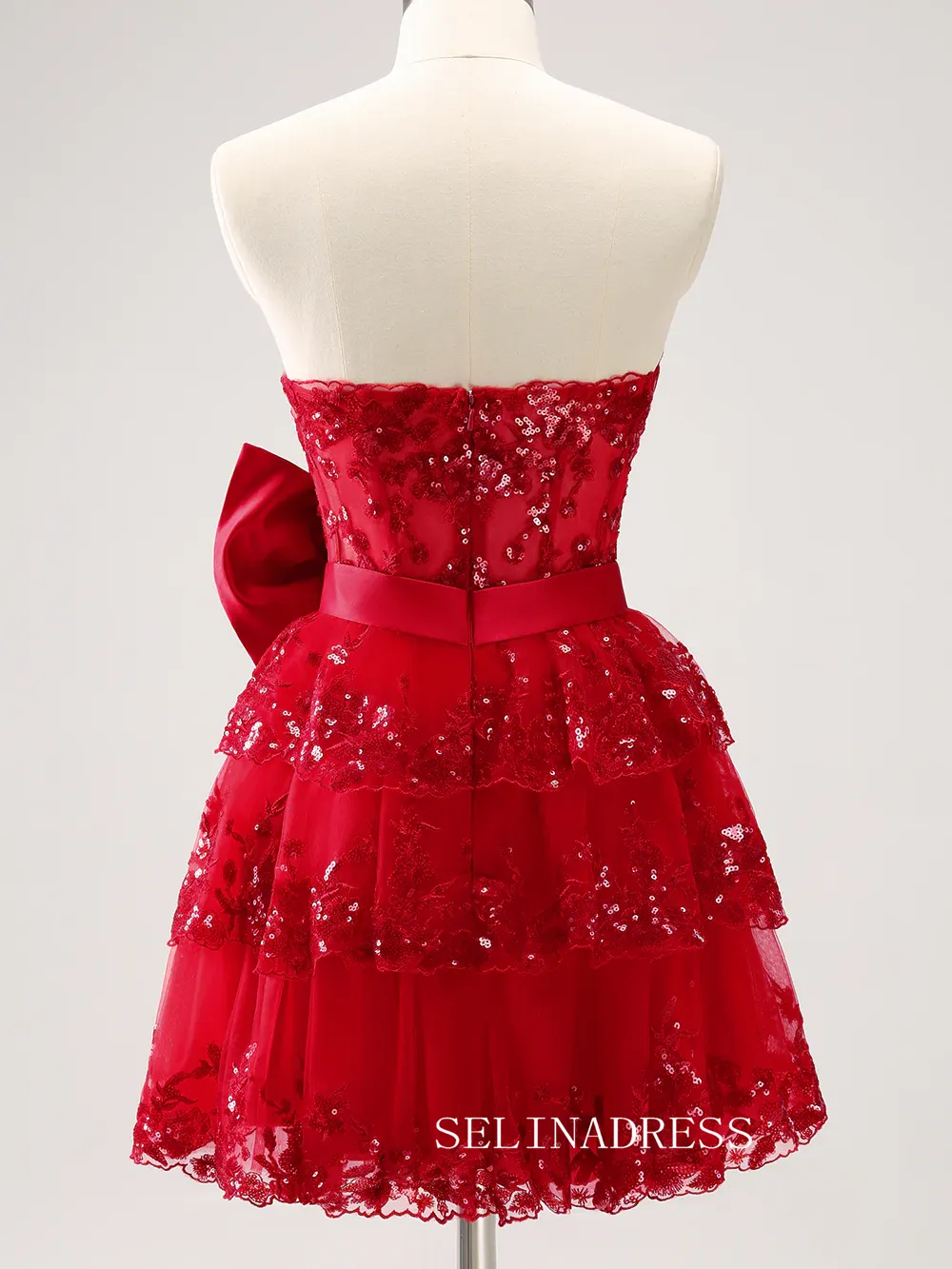 Red Sweetheart Homecoming Dresses Lace Hoco Dress Cocktail Dress #TKL2350