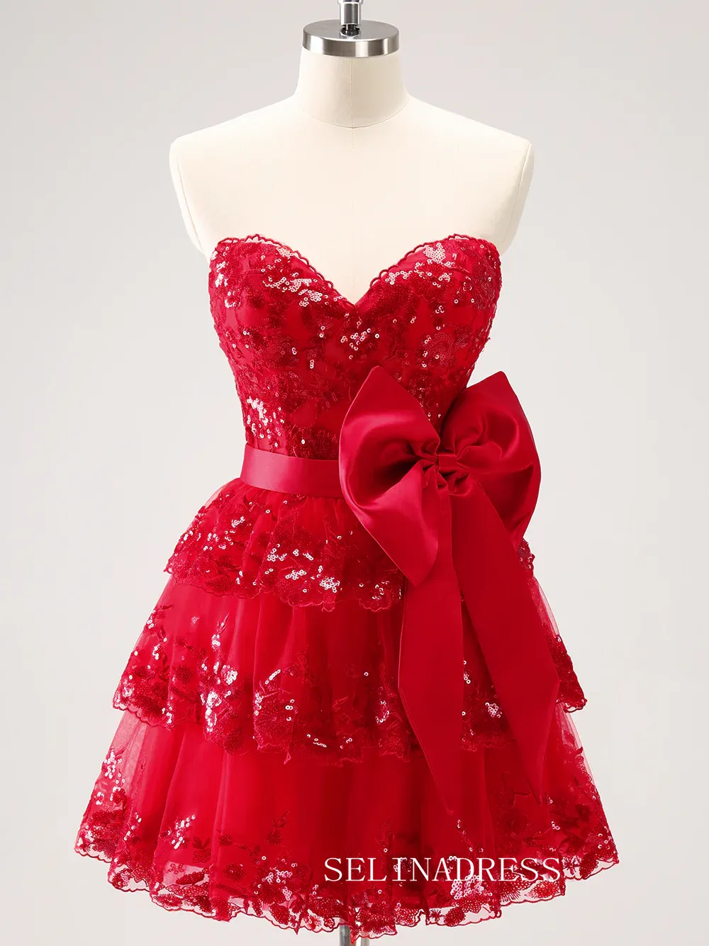 Red Sweetheart Homecoming Dresses Lace Hoco Dress Cocktail Dress #TKL2350