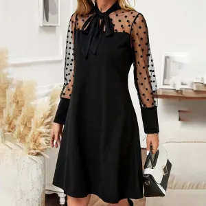 Summer Fashion Lace Mini Elegant Bow Mesh Patchwork Party Casual Spring Dress