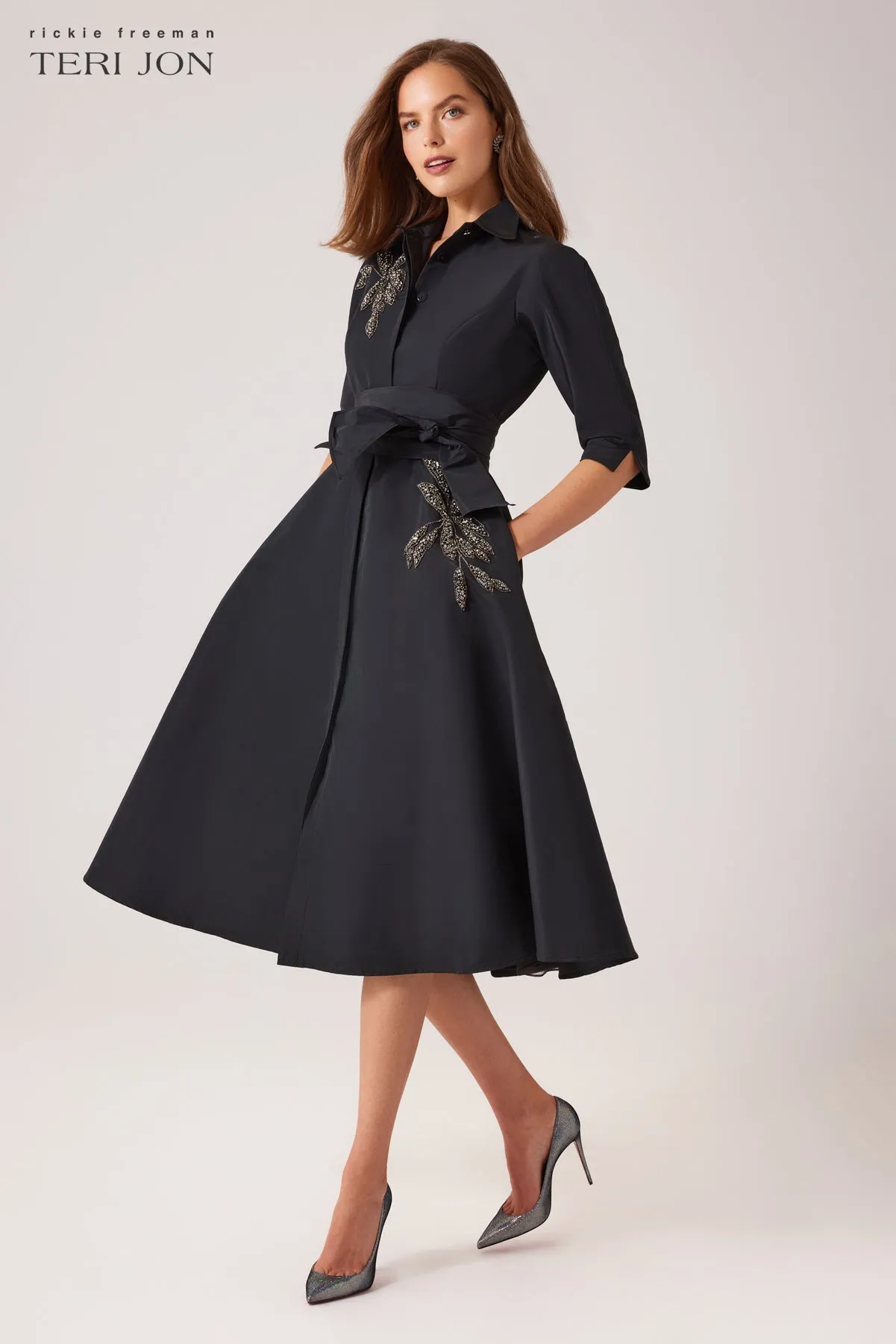 Taffeta And Faille Daytime Shirt Dress