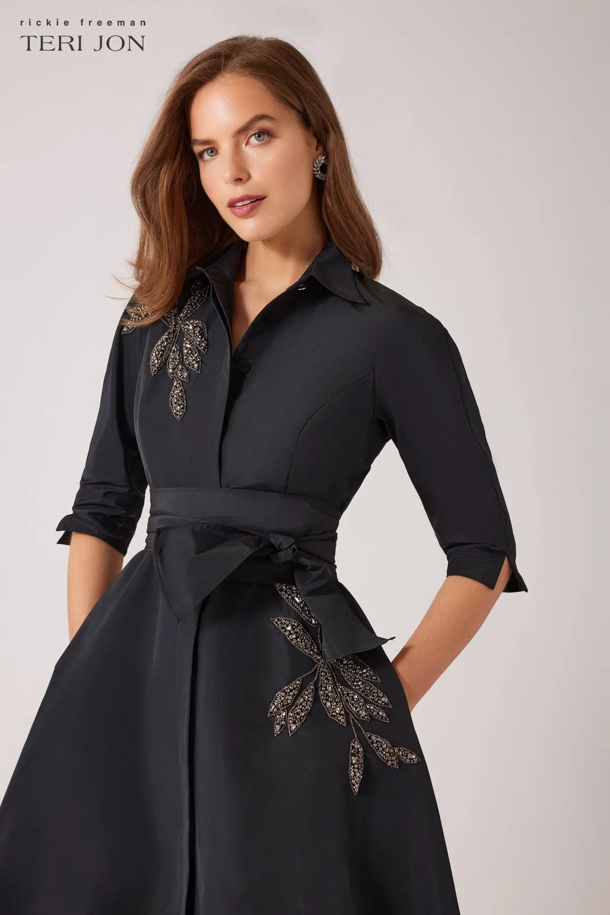 Taffeta And Faille Daytime Shirt Dress