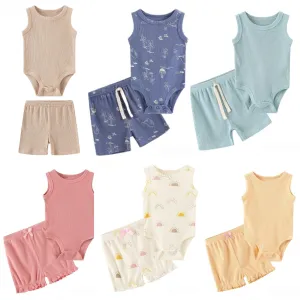 Two Piece Cotton Onesie and Shorts Set