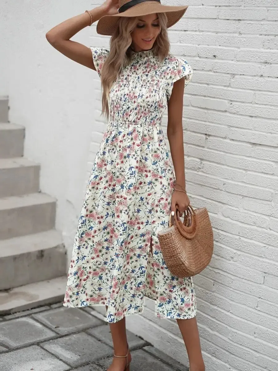 Vintage Ruffles Sleeveless A-line Maxi Dress