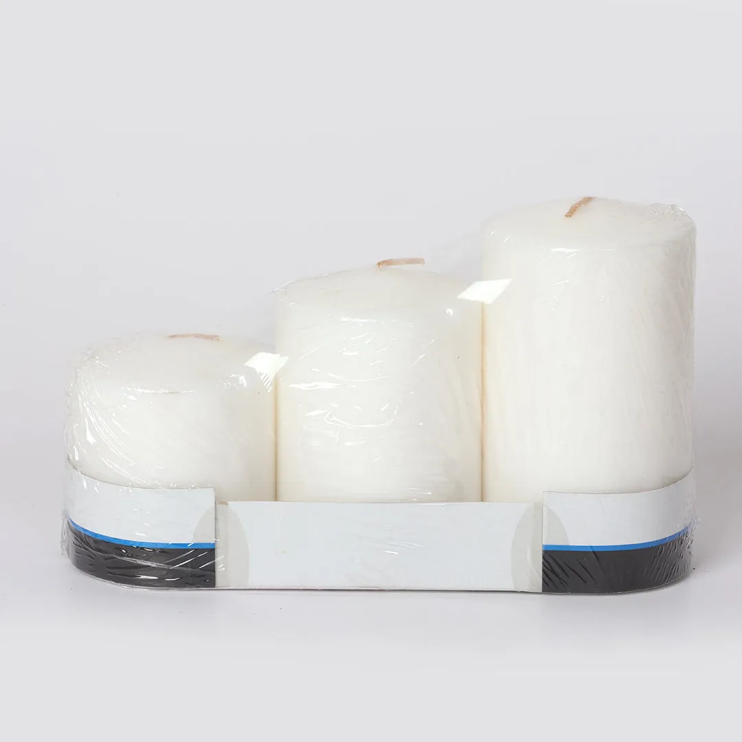 White Pillar Candle - Set of 3(BOGO)