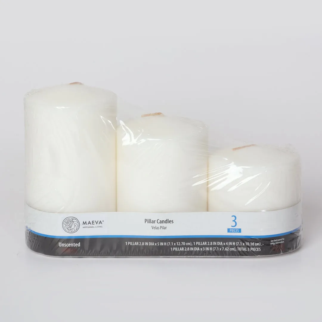 White Pillar Candle - Set of 3(BOGO)